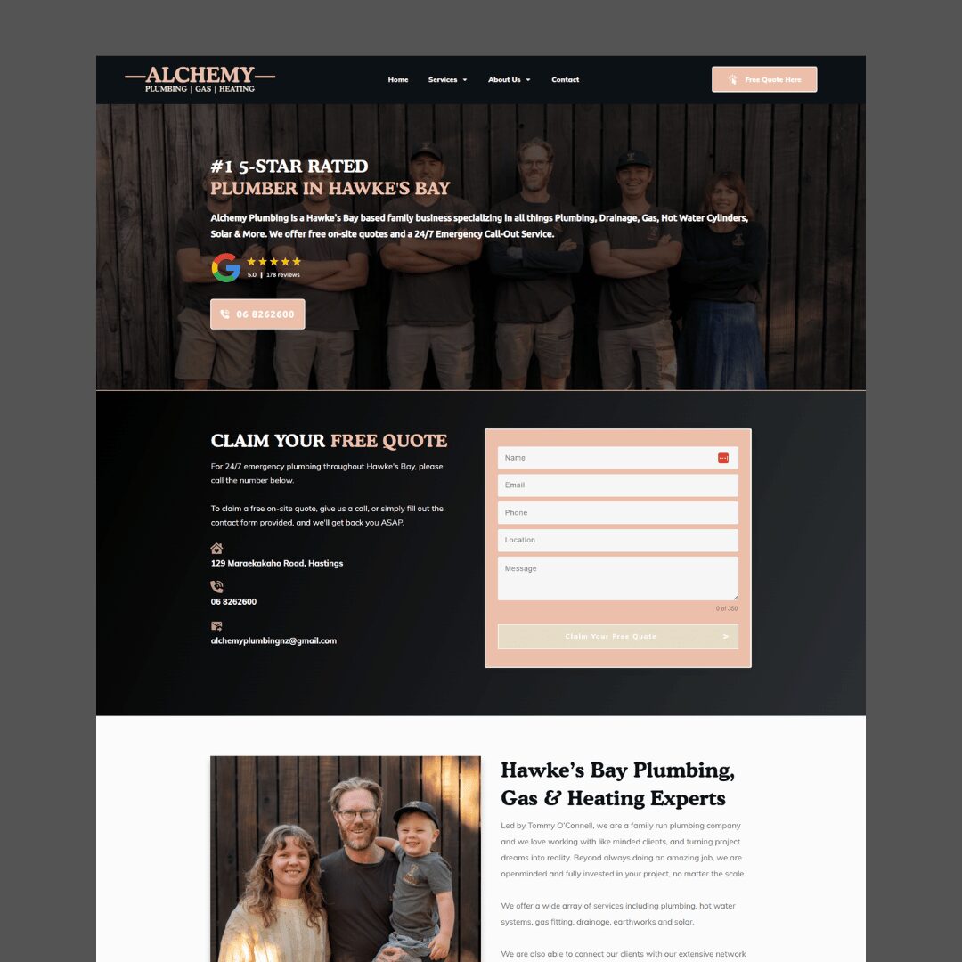 Plumbing Website Hawke's Bay